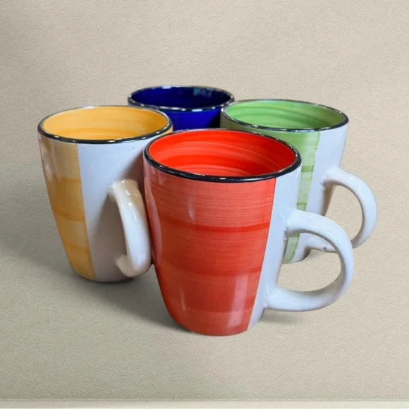 Y2K Artsy Colorful Gibson Home Stoneware Mug Set of 4 – Cozy Kitchen‎ Decor - Picture 3 of 10